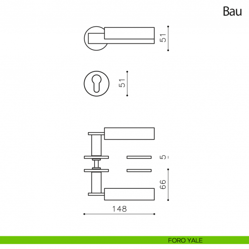 Maniglia per porta Bau Olivari bassa foro yale