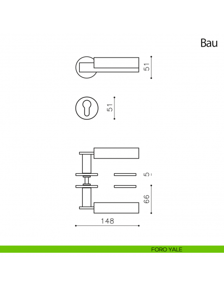 Maniglia per porta Bau Olivari bassa foro yale