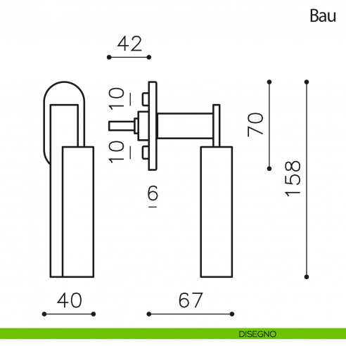 Maniglia per finestra martellina DK Bau Olivari disegno