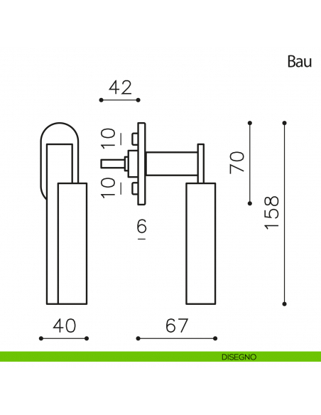 Maniglia per finestra martellina DK Bau Olivari disegno