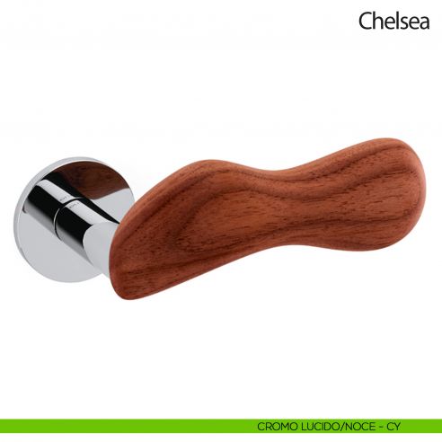Maniglia per porta Chelsea Legno Olivari bassa cromo lucido - noce