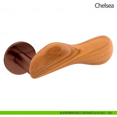 Maniglia per porta Chelsea Legno Olivari bassa superbronzo satinato - ulivo