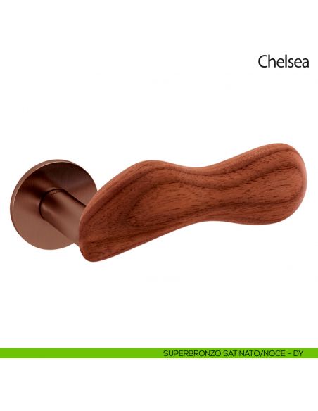 Maniglia per porta Chelsea Legno Olivari bassa superbronzo satinato - noce