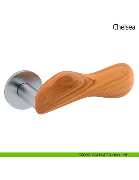 Maniglia per porta Chelsea Legno Olivari bassa cromo satinato - ulivo