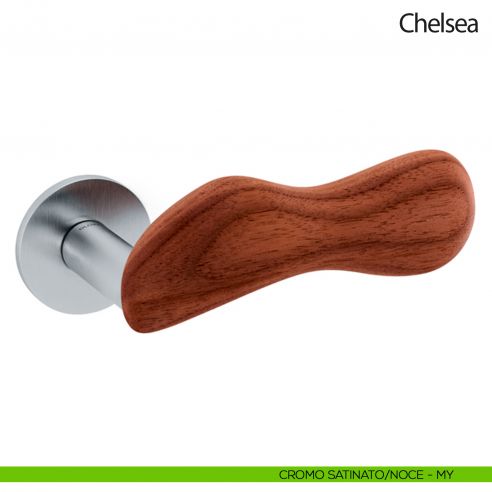 Maniglia per porta Chelsea Legno Olivari bassa cromo satinato - noce