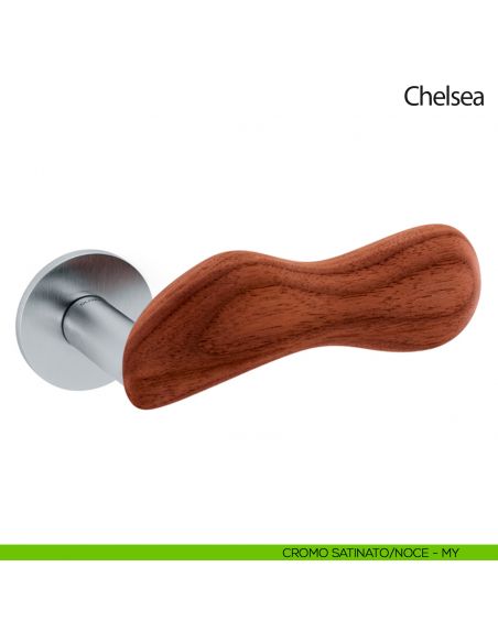 Maniglia per porta Chelsea Legno Olivari bassa cromo satinato - noce