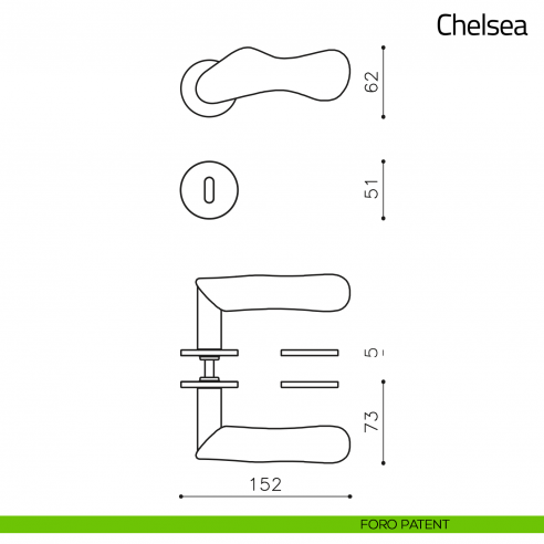 Maniglia per porta Chelsea Legno Olivari bassa foro patent