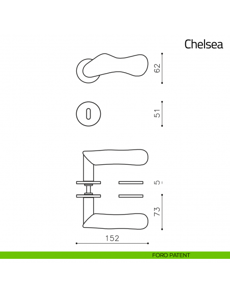 Maniglia per porta Chelsea Legno Olivari bassa foro patent