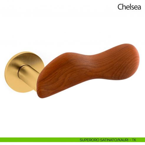 Maniglia per porta Chelsea Legno Olivari bassa superoro satinato - kauri