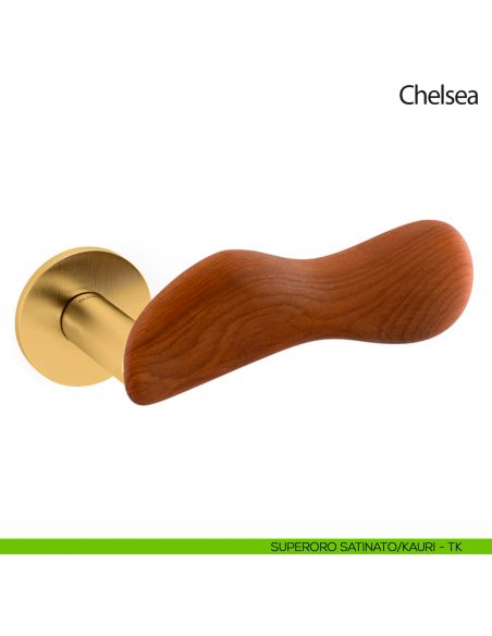 Maniglia per porta Chelsea Legno Olivari bassa superoro satinato - kauri