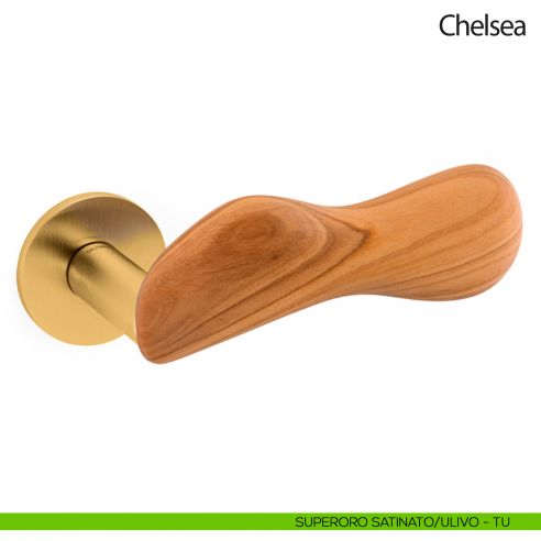 Maniglia per porta Chelsea Legno Olivari bassa superoro satinato - ulivo