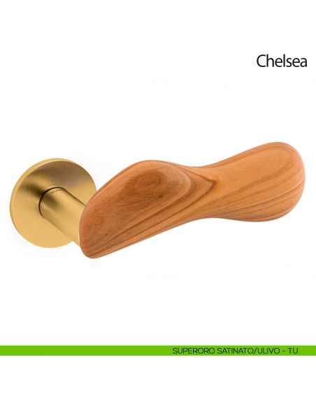 Maniglia per porta Chelsea Legno Olivari bassa superoro satinato - ulivo