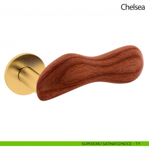 Maniglia per porta Chelsea Legno Olivari bassa superoro satinato - noce