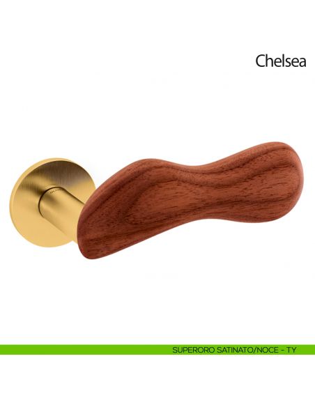 Maniglia per porta Chelsea Legno Olivari bassa superoro satinato - noce