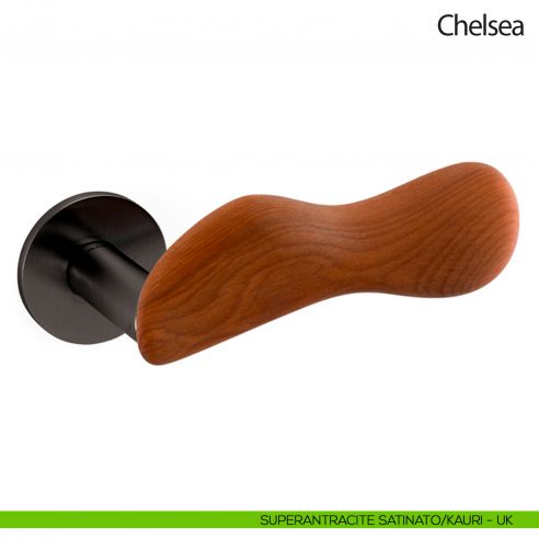 Maniglia per porta Chelsea Legno Olivari bassa superantracite satinato - kauri