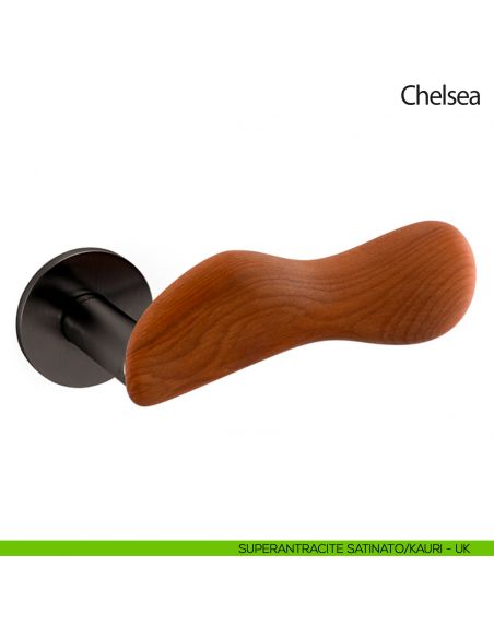 Maniglia per porta Chelsea Legno Olivari bassa superantracite satinato - kauri
