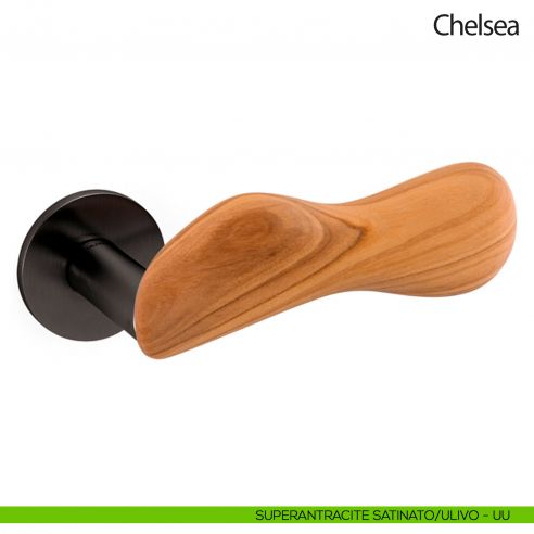 Maniglia per porta Chelsea Legno Olivari bassa superantracite satinato - ulivo