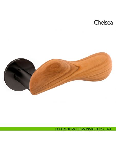 Maniglia per porta Chelsea Legno Olivari bassa superantracite satinato - ulivo