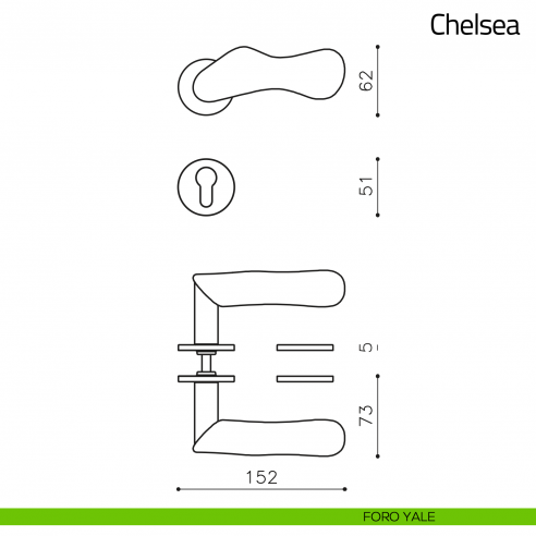 Maniglia per porta Chelsea Legno Olivari bassa foro yale