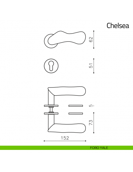Maniglia per porta Chelsea Legno Olivari bassa foro yale