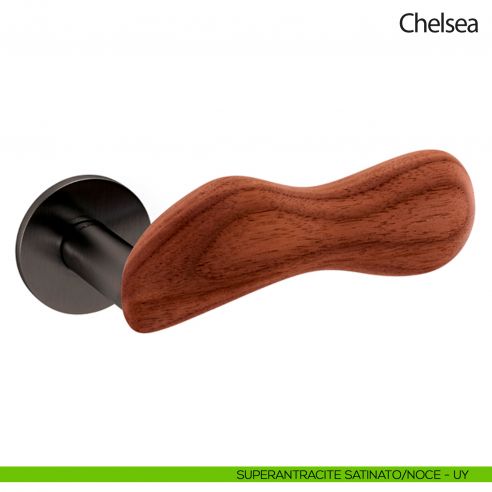 Maniglia per porta Chelsea Legno Olivari bassa superantracite satinato - noce