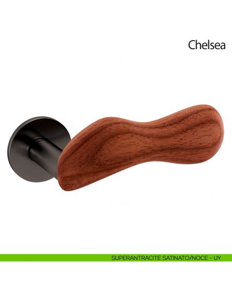 Maniglia per porta Chelsea Legno Olivari bassa superantracite satinato - noce