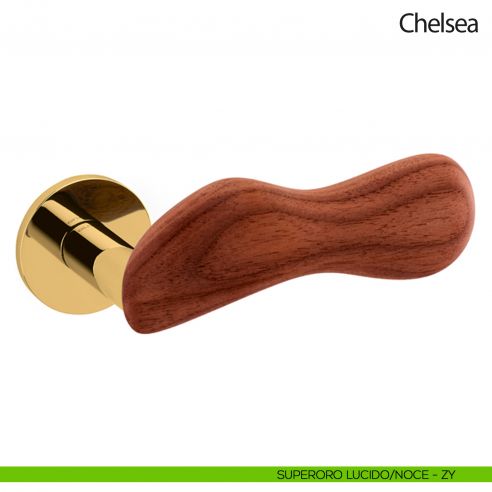 Maniglia per porta Chelsea Legno Olivari bassa superoro lucido - noce