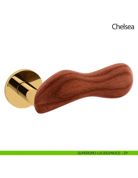Maniglia per porta Chelsea Legno Olivari bassa superoro lucido - noce