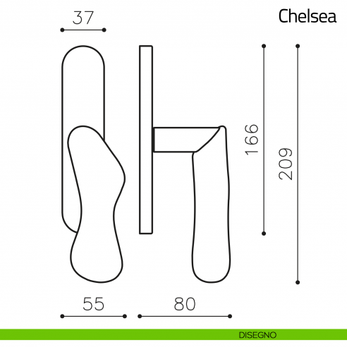 Maniglia per finestra cremonese Chelsea Legno Olivari disegno