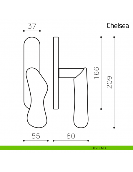 Maniglia per finestra cremonese Chelsea Legno Olivari disegno