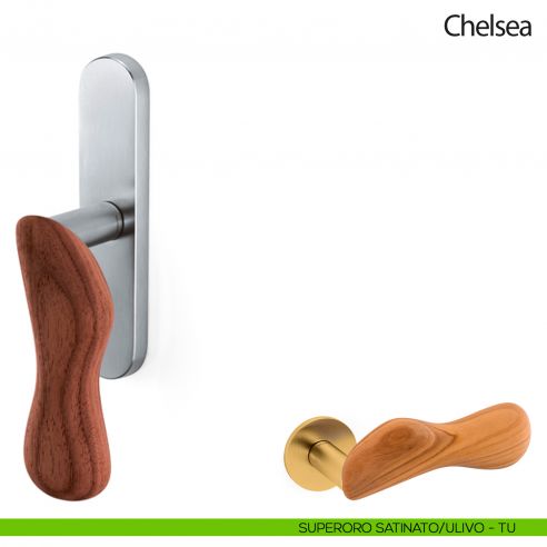 Maniglia per finestra cremonese Chelsea Legno Olivari superoro satinato - ulivo