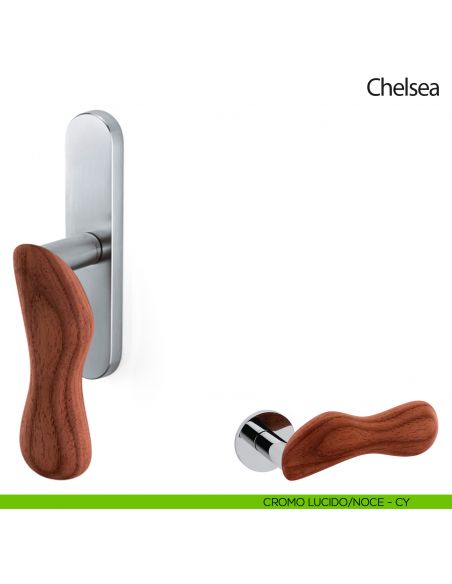 Maniglia per finestra cremonese Chelsea Legno Olivari cromo lucido - noce