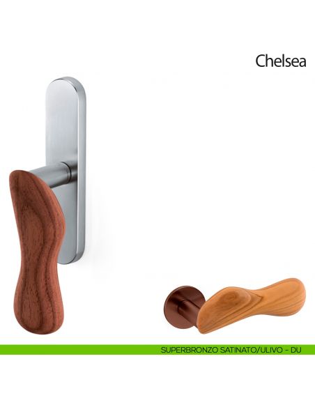 Maniglia per finestra cremonese Chelsea Legno Olivari superbronzo satinato - ulivo
