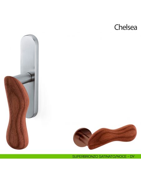 Maniglia per finestra cremonese Chelsea Legno Olivari superbronzo satinato - noce