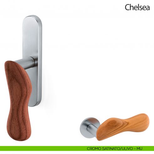 Maniglia per finestra cremonese Chelsea Legno Olivari cromo satinato - ulivo