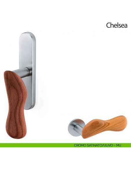 Maniglia per finestra cremonese Chelsea Legno Olivari cromo satinato - ulivo