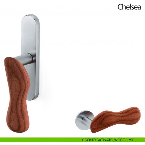 Maniglia per finestra cremonese Chelsea Legno Olivari cromo satinato - noce