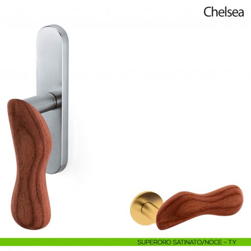 Maniglia per finestra cremonese Chelsea Legno Olivari superoro satinato - noce