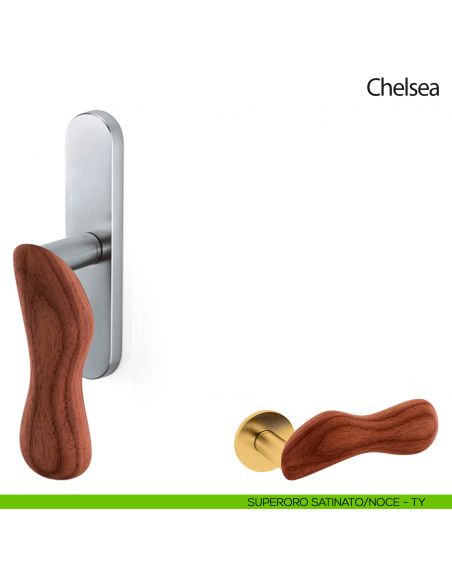 Maniglia per finestra cremonese Chelsea Legno Olivari superoro satinato - noce
