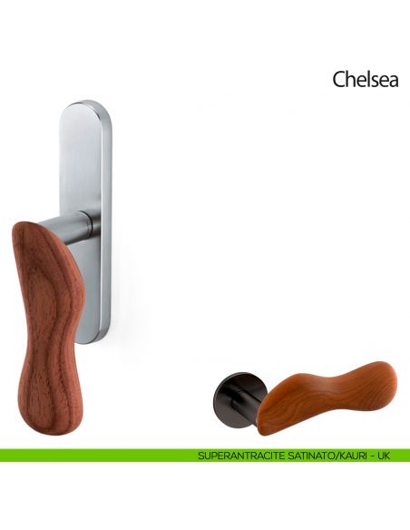 Maniglia per finestra cremonese Chelsea Legno Olivari superantracite satinato - kauri