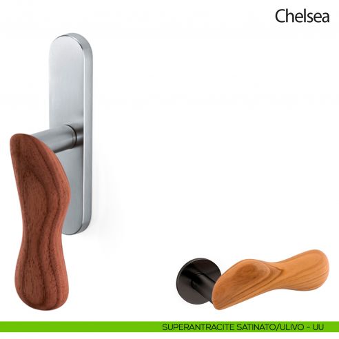 Maniglia per finestra cremonese Chelsea Legno Olivari superantracite satinato - ulivo