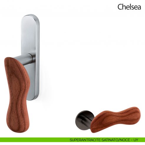 Maniglia per finestra cremonese Chelsea Legno Olivari superantracite satinato - noce