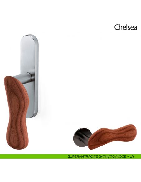 Maniglia per finestra cremonese Chelsea Legno Olivari superantracite satinato - noce