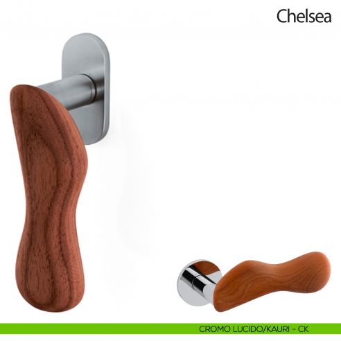 Maniglia per finestra martellina DK Chelsea Legno Olivari cromo lucido- kauri