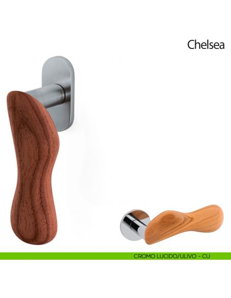 Maniglia per finestra martellina DK Chelsea Legno Olivari cromo lucido - ulivo