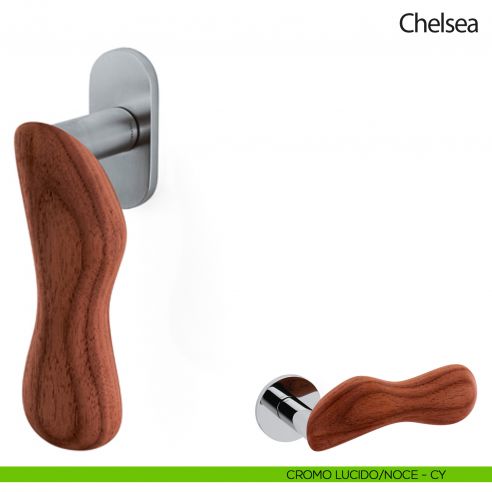 Maniglia per finestra martellina DK Chelsea Legno Olivari cromo lucido - noce