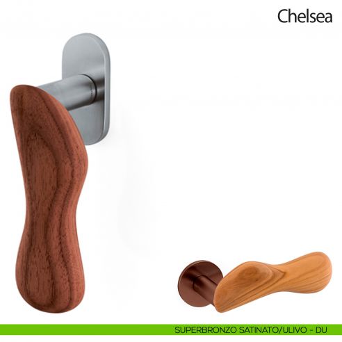 Maniglia per finestra martellina DK Chelsea Legno Olivari superbronzo satinato - ulivo