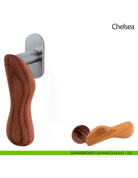 Maniglia per finestra martellina DK Chelsea Legno Olivari superbronzo satinato - ulivo