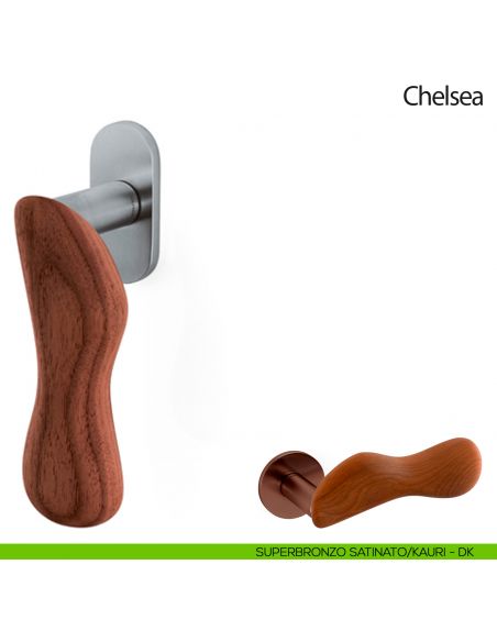 Maniglia per finestra martellina DK Chelsea Legno Olivari superbronzo satinato - kauri