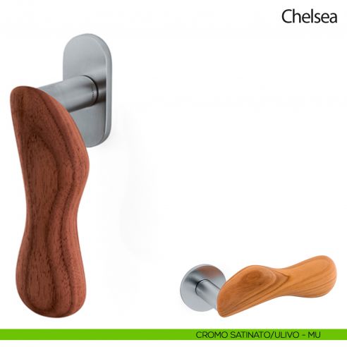 Maniglia per finestra martellina DK Chelsea Legno Olivari cromo satinato - ulivo